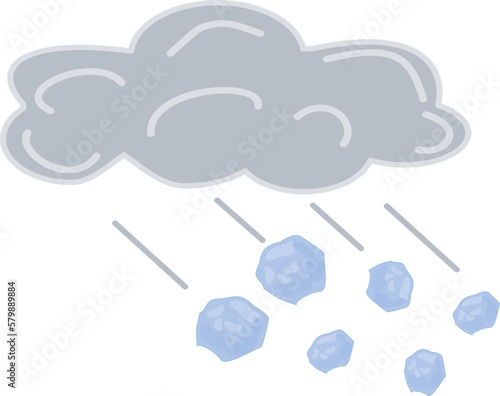 Cartoon Weather Icon of Hail. Sign of Cloud and Hailstones Isolated on White Background. Vector Illustration.