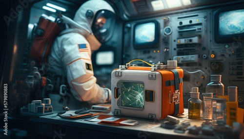 resourceful medic astronaut digital art illustration, Generative AI
