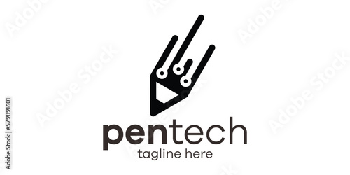 pen logo design technology icon vector illustration