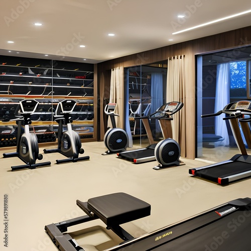 Home gym with cardio and weight machines 2_SwinIRGenerative AI