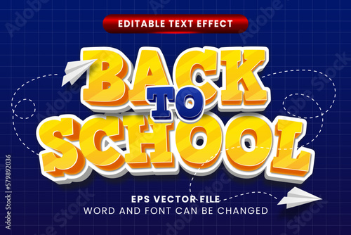 3D style back to school editable vector text effect