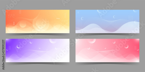 banner background. full color, wave effect gradation.collection set 4 eps 10