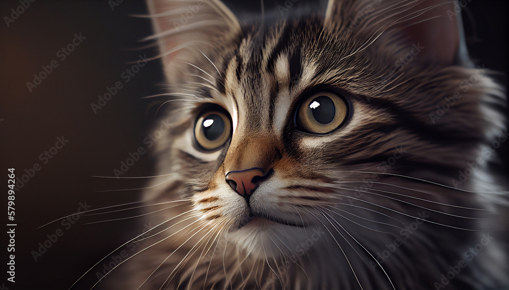 little pet cat with a tender expression ,generative AI