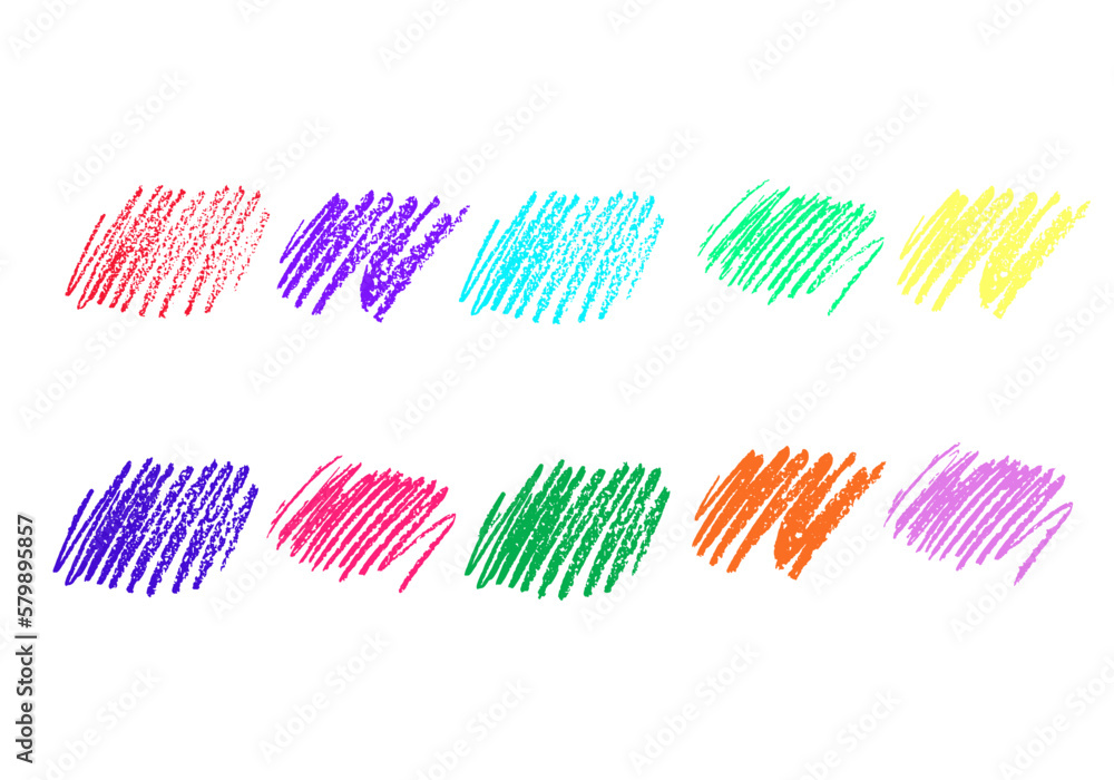 Chalk and pencil colorful strokes isolated on white background. Crayon or pastel streak and stain for banner, border, text box, backdrop or other design. Vector illustration. Set. Chalk and pencil colorful strokes isolated on white background. Crayon or pastel streak and stain for banner, border, text box, backdrop or other design. Vector illustration. Set.