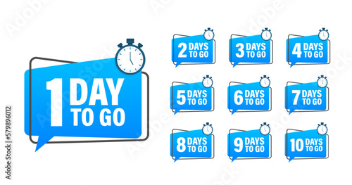 Days countdown. Days to go 1 2 3 4 5 6 7 8 9 10. The days left badges set. Product limited promo