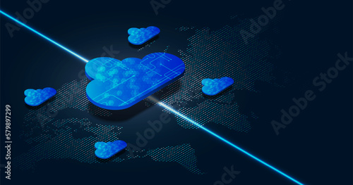 Multiple cloud symbol vector illustration, 2D cloud, 3D cloud, multi-cloud work connected data.