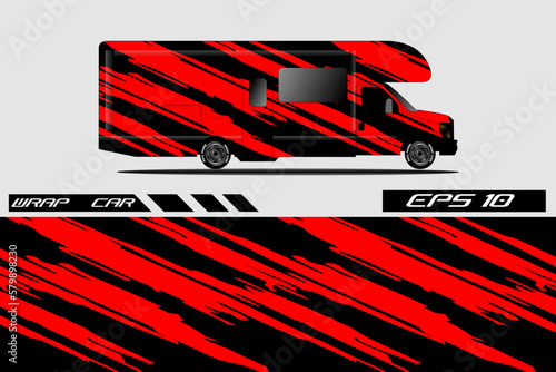 van vector background for camper car and race car wra photo