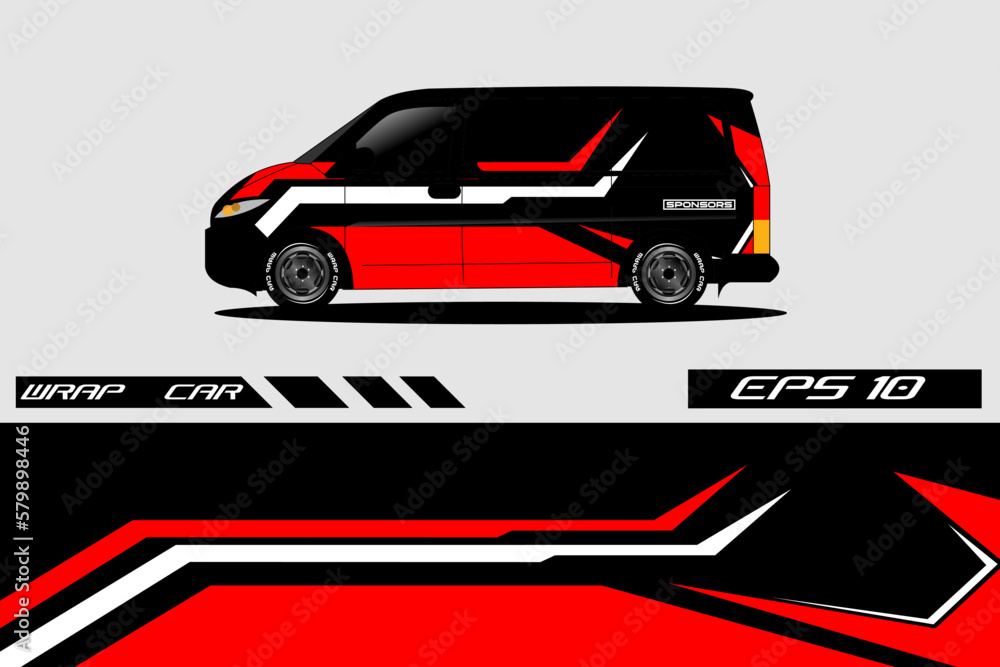van vector background for camper car and race car wra