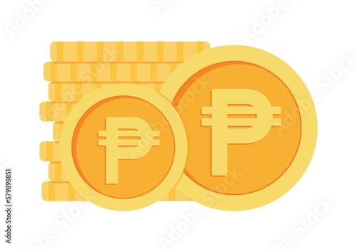 Philippine Peso Coins Money Currency Icon Clipart for Business and Finance in Animated Elements Vector Illustration