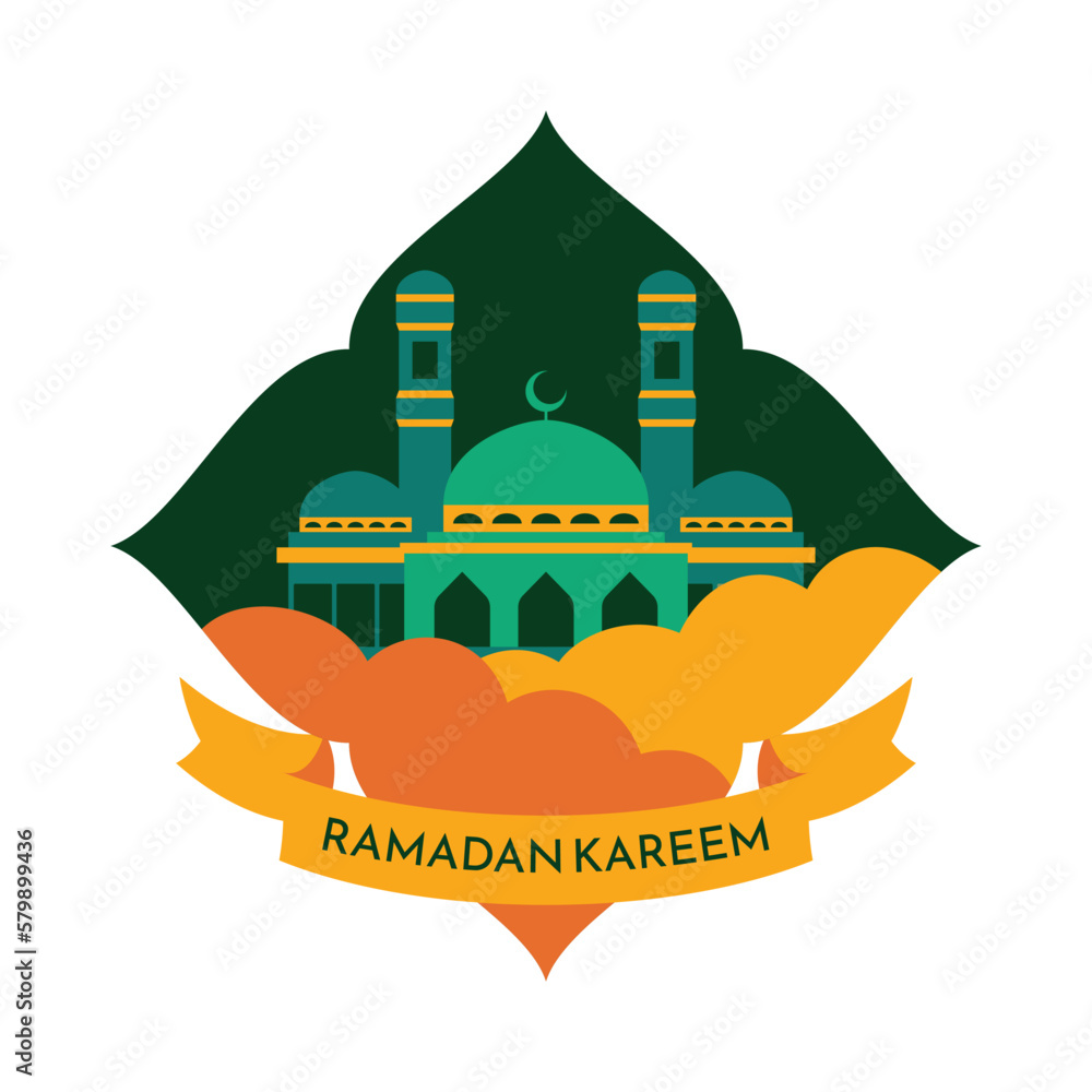 Ramadan Kareem with Islamic Illustration Ornament. Ramadan Kareem greeting background islamic with Mosque