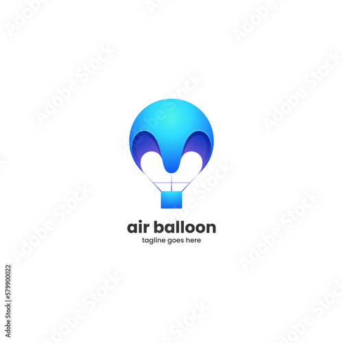 Vector Logo Illustration Air Balloon Gradient Colorful Style.