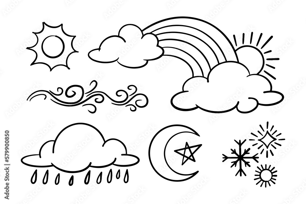 Fototapeta premium vector set of weather doodle elements, for design purposes