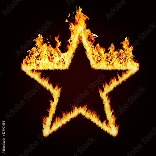 Abstract fire burning star on black background. Elements for graphic design.
