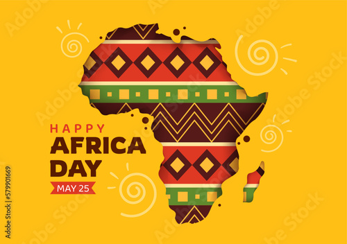 Happy Africa Day on 25 May Illustration with Culture African Tribal Figures in Flat Cartoon Hand Drawn for Web Banner or Landing Page Templates