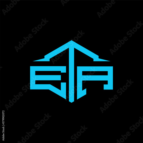 ETA Letter Logo Design Vector. ETA monogram polygon building shape cut Logo.
