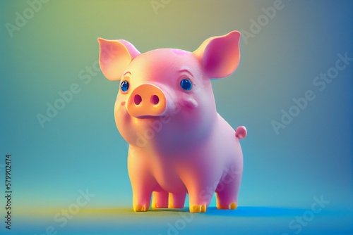 A cute pig on blurred background. Generative AI, Generative, AI © nonblok