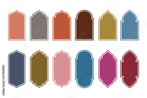 Collection of oriental style Islamic windows and arches with attractive colors