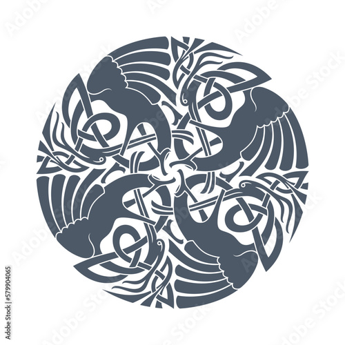 Vector celtic circlar knot. Old ethnic ornaments