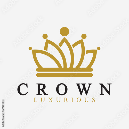 Crown Logo Vector Template,linear crown icons. Royal, luxury symbol. King, queen abstract geometric logo.