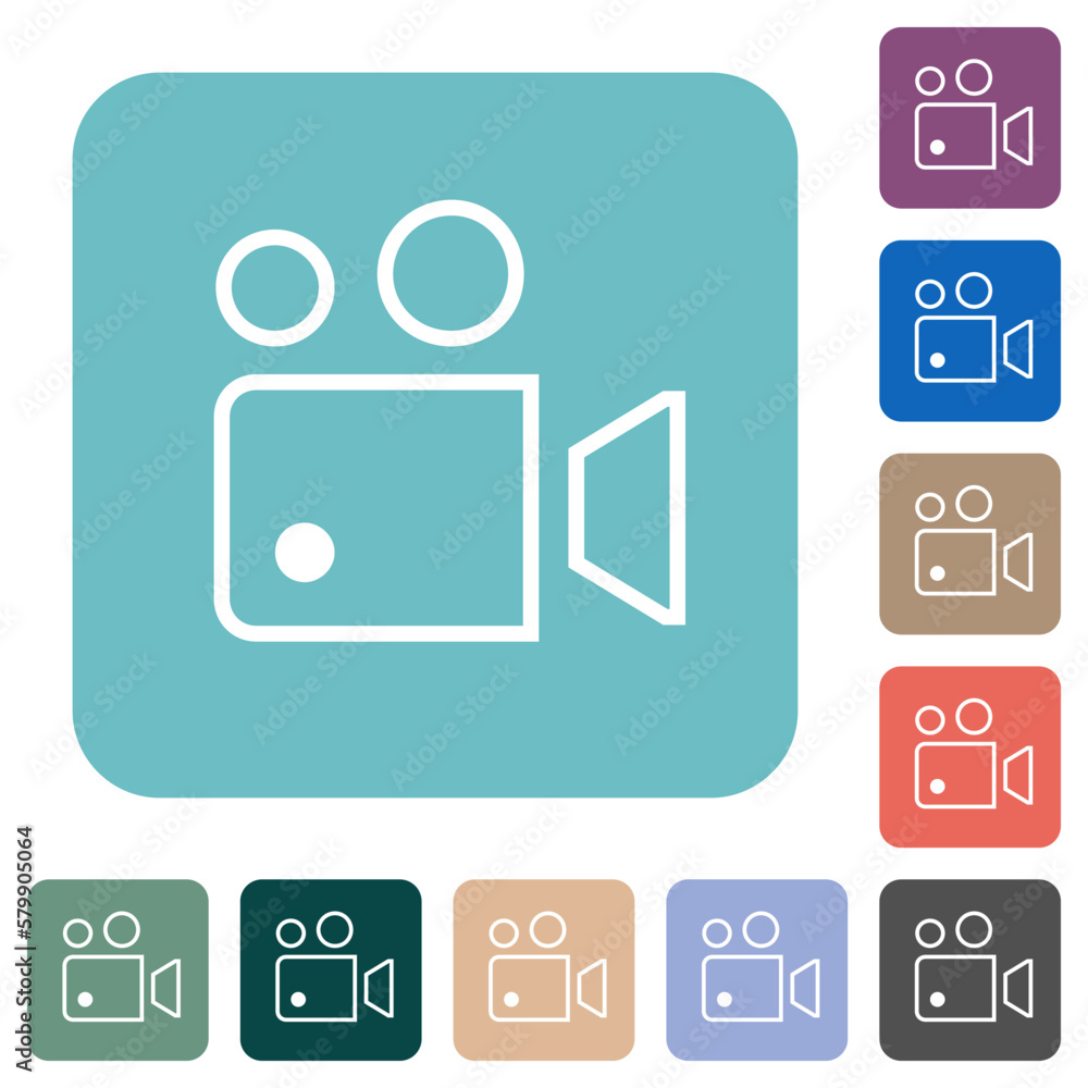 Movie projector outline rounded square flat icons Movie projector outline rounded square flat icons
