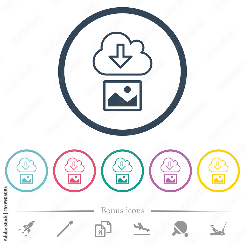 Download image from cloud outline flat color icons in round outlines Download image from cloud outline flat color icons in round outlines
