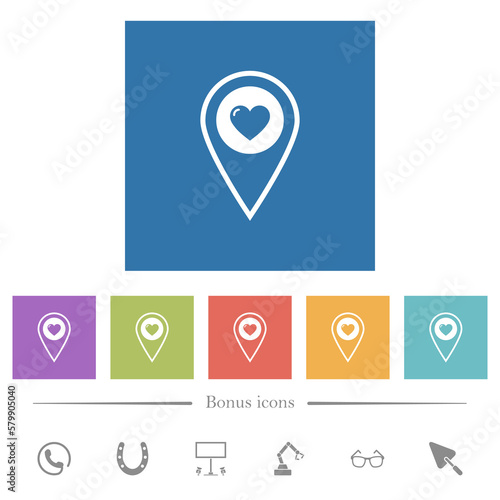 Free Download Favorite GPS map location flat white icons in square backgrounds - GFXLoad