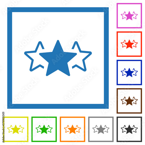 Three star rating alternate flat framed icons