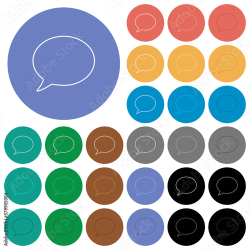 One oval chat bubble outline round flat multi colored icons