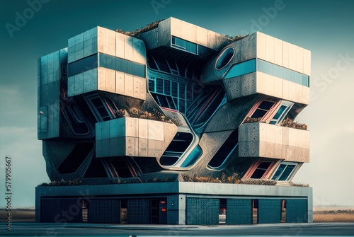 modern mirrored office building in the city with design concept, generative ai