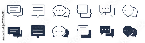 Minimal chat, speech bubble icons. Editable stroke. Vector graphic illustration. For website design, logo, app, template, ui, etc.