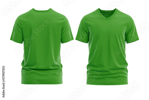  t-shirt isolated, V-neck short sleeve Green