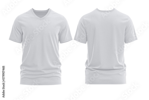  t-shirt isolated, V-neck short sleeve, White