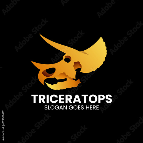 Vector Logo Illustration Triceratops Gradient Colorful Style