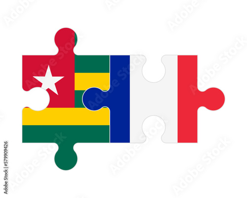 Puzzle of flags of Togo and France , vector