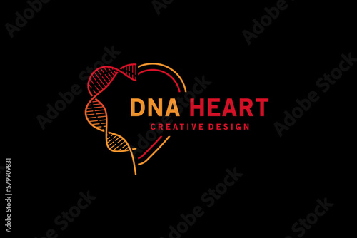 Heart dna logo design, creative modern medical logo type vector illustration