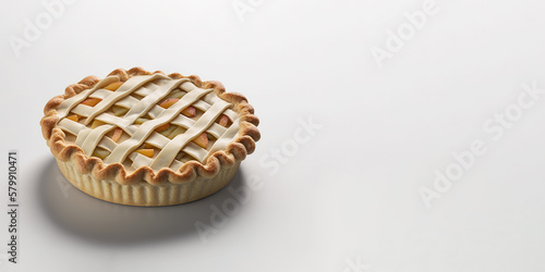 Apple pie isolated on a white background with copy space. Created with Generative AI Technology