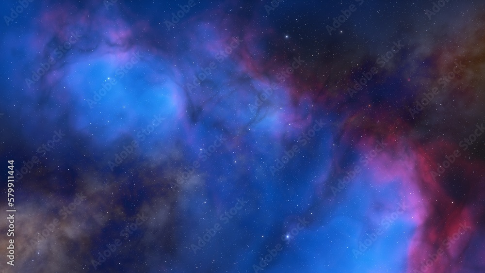 Space background with nebula and stars, nebula in deep space, abstract colorful background 3d render
