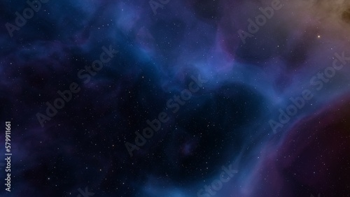 Nebula gas cloud in deep outer space, science fiction illustration, colorful space background with stars 3d render 