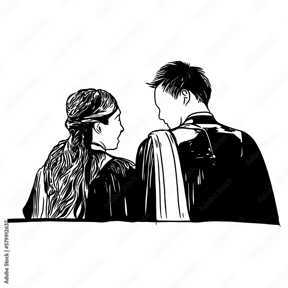 Happy graduation ceremony line art. Happy graduation ceremony line art.