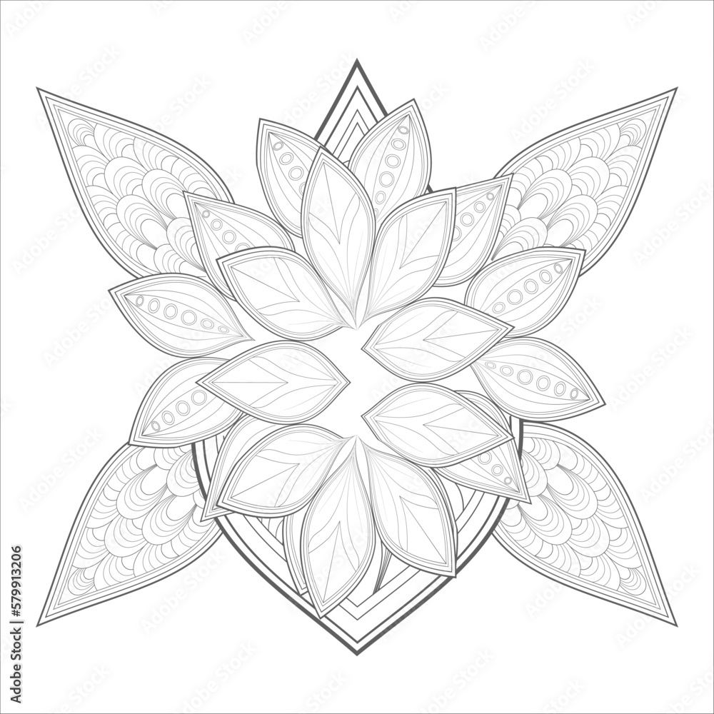 Zentangle flowers in black and white for coloring book. Hand Drawn ...