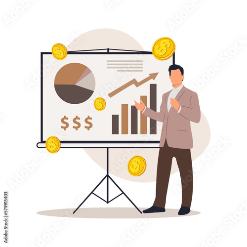 Financial consultant. Financial literacy of retirees, retirement planning courses, retirement income control concept