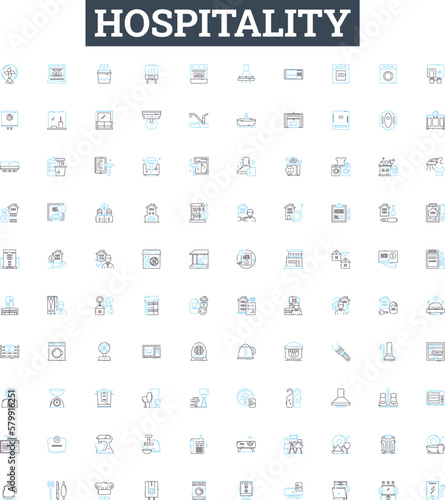 Hospitality vector line icons set. hospitality, accommodation, service, reception, amenities, courtesy, hosting illustration outline concept symbols and signs