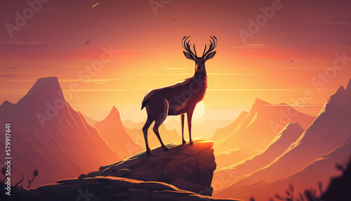 deer at the sunset