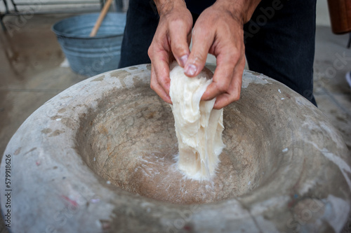 Canvas Print Traditional year end mochi pounding