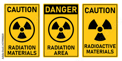 caution danger radioactive radiation material signage yellow printable sign template design