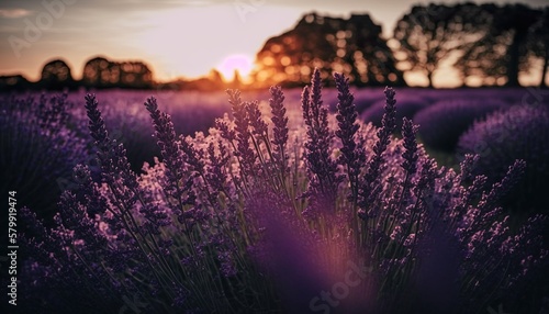 A field of lavender in bloom unsplash Generative AI