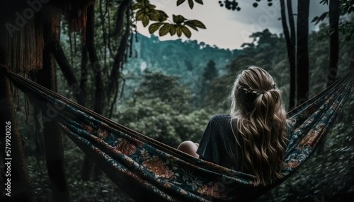 Girl life down by the jungle unsplash person in the dark  Generative AI © dilli
