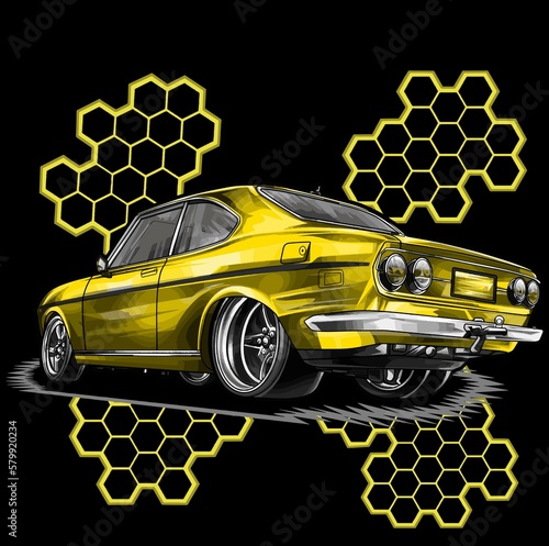 drag race illustration isolated in black background for poster, t-shirt, graphic design, business element, and card