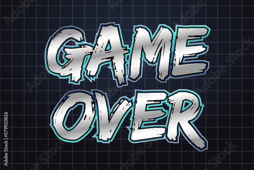 game over gaming logo typography 3d editable text effect font style template background design