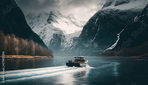 Life down by the fjord unsplash boat on the lake Generative AI